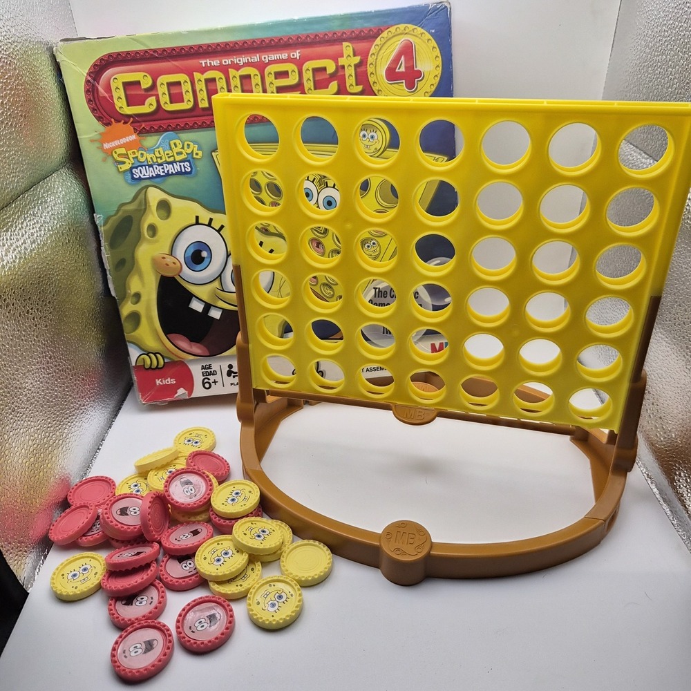 Connect 4 SpongeBob SquarePants Board Game MB Games 2009 Incomplete Playable